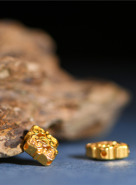 手工錾刻古法黄金吉祥如意隔珠