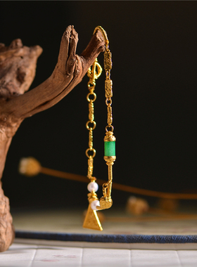 錾刻古法黄金属相三合多宝手链