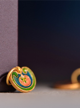 足金珐琅烧蓝梅花如意