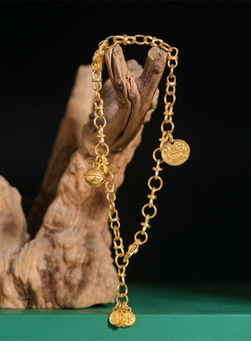 藏珠饰家足金手工錾刻古法黄金