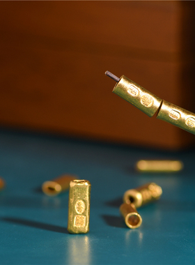 足金手工錾刻古法黄金吉言金套管