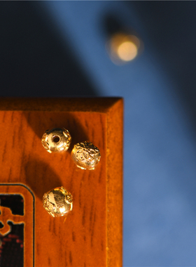 手工錾刻古法黄金小花老型隔珠