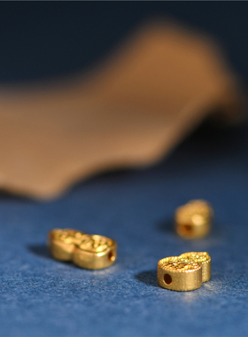 手工錾刻古法黄金吉言金葫芦隔珠