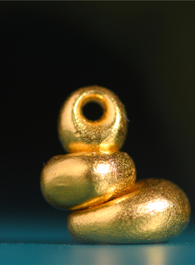 足金手工錾刻古法黄金 金坨坨如意元宝平安锁 项链手链手串配饰