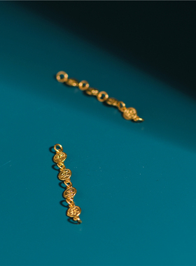 足金錾刻古法黄金平安喜乐连接链