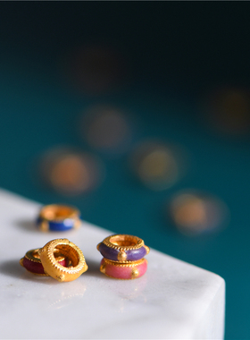 珐琅烧蓝糖果色多彩面包圈