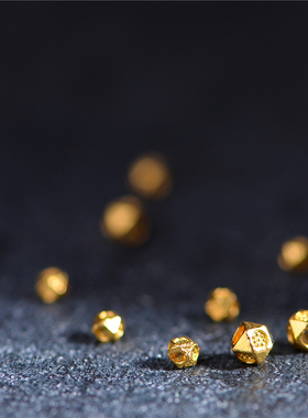 錾刻古法黄金散珠八棱金珠手串