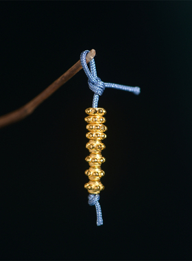 手工錾刻古法黄金蜻蜓眼小隔珠