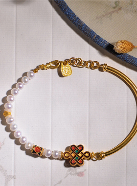 足金古法掐丝烧蓝黄金吉祥如意