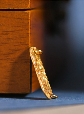 足金錾刻古法黄金吉祥花连接手牌