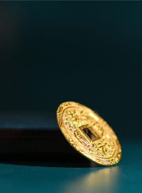 手工錾刻古法黄金状元及第古币