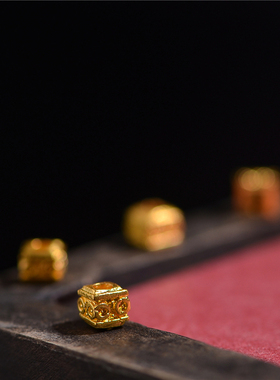 足金錾刻黄金隔片隔珠