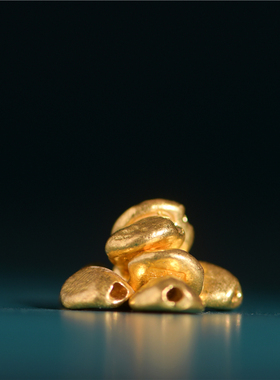 錾刻古法黄金吉言金金豆子隔珠