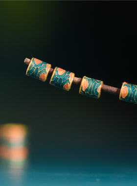 足金珐琅烧蓝祥云隔珠桶珠