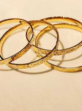 沙金新款爆闪碎碎冰手镯女黄金色实心开口手环气质百搭满天星