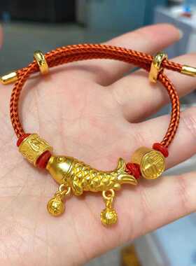 可调节大鱼锦鲤手串钢丝绳百搭