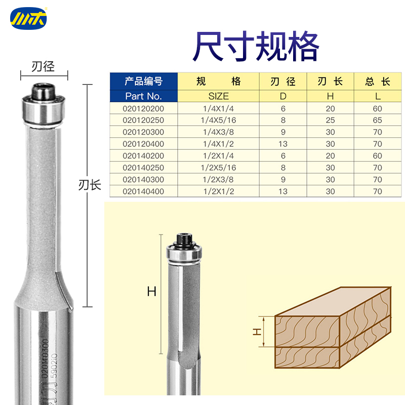 川木刃刀 带轴承修边刀 雕刻机锣机修边机刀头 木工刀具铣刀0201 - 图3