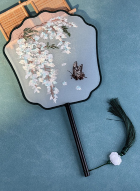 刺绣团扇古风跳舞扇子中国风汉服旗袍双面苏州绣儿童舞蹈圆扇专用