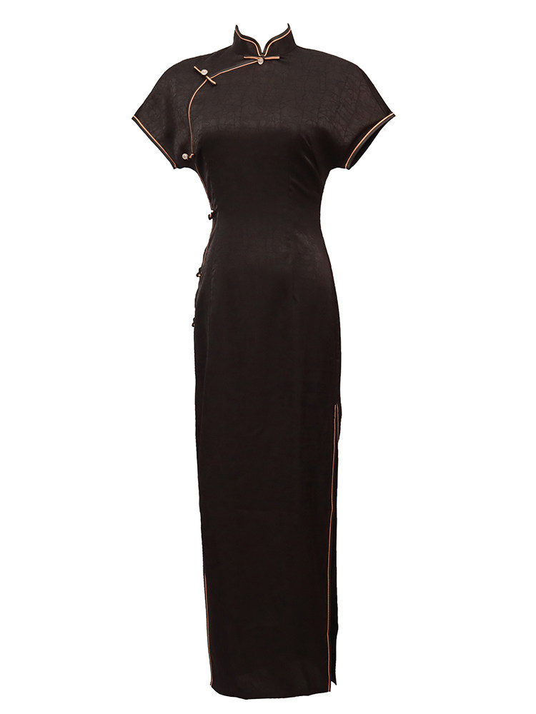 黑色旗袍改良少女年轻款复古连衣裙 阑桂羽旗袍