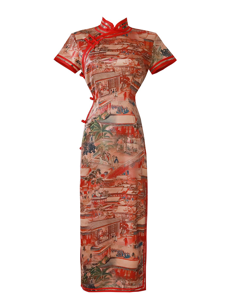 老上海旗袍复古中国风走秀连衣裙 阑桂羽旗袍