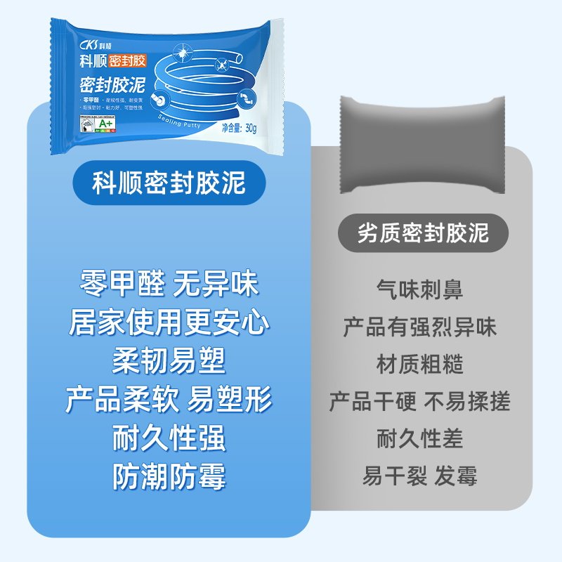 科顺密封胶泥下水道防臭防虫神器空调孔口堵洞防漏水防鼠墙孔家用,淘宝优惠券,粉丝福利购,淘宝优惠卷