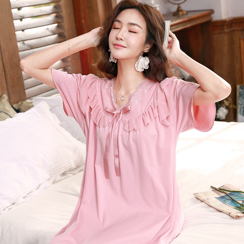 睡裙夏莫代尔棉公主风短袖连衣裙子 惠娜姿睡裙