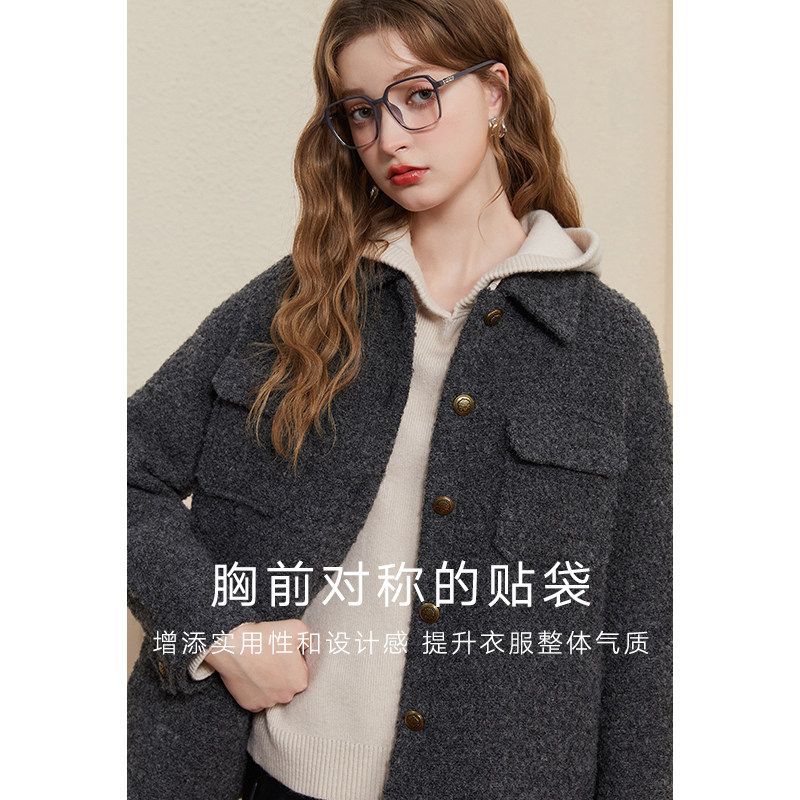 羊羔毛外套女黑色羊毛圈圈呢kbne2025秋冬新款爆款时尚洋气上衣,淘宝优惠券,粉丝福利购,淘宝优惠卷