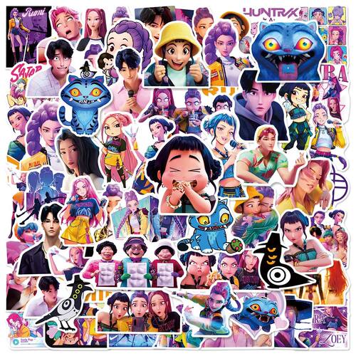 60PCS Movie KPop Demon Hunters Stickers Derpy Tiger Graffiti - 图0