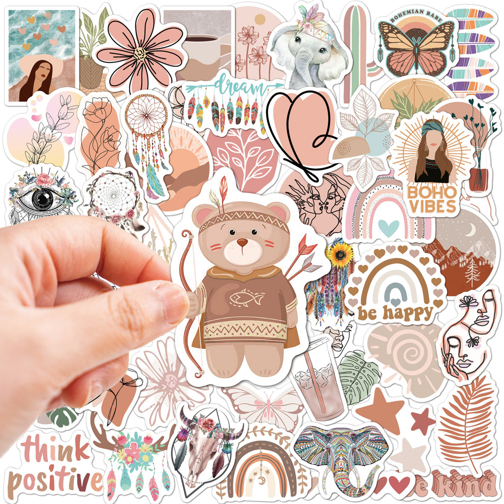 50pcs Cute Cartoon Art Bohemian Aesthetic Stickers Graffiti - 图0