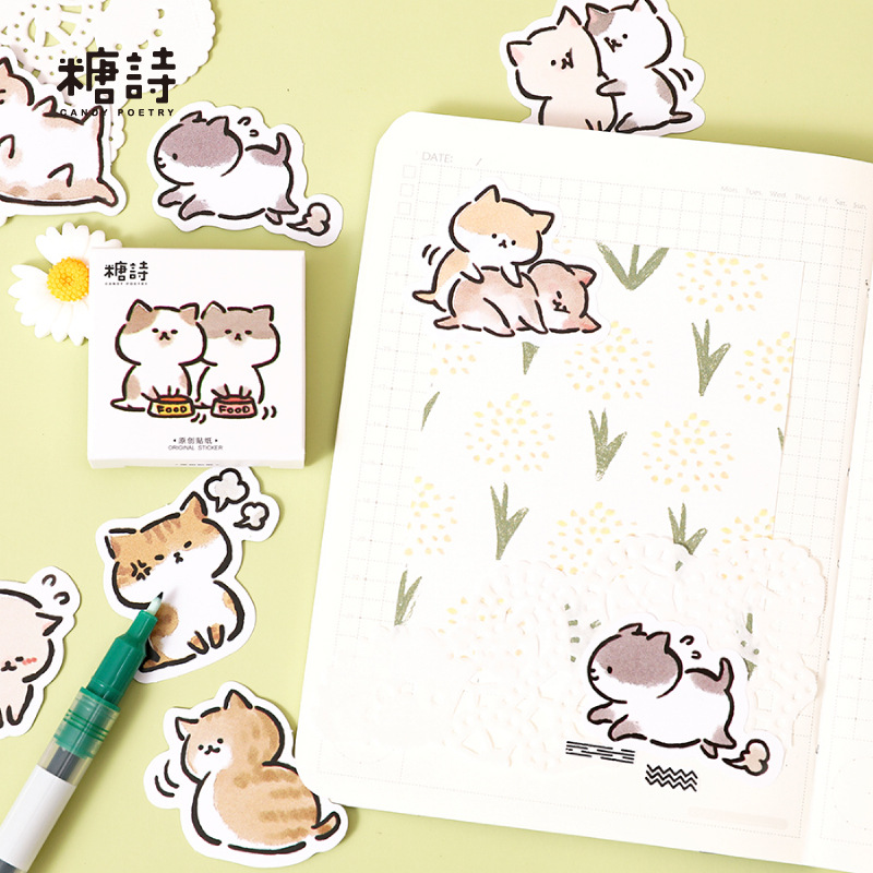 45 Pcs Kawaii Cat Stickers Aesthetic Stationary Cute Sticker - 图3