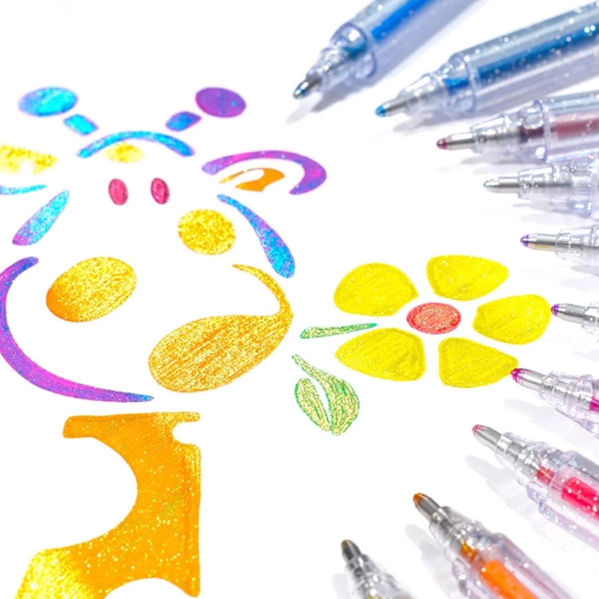 12pcs/18pcs Glitter Gel Pen Set with 18 color ink refill sui - 图2