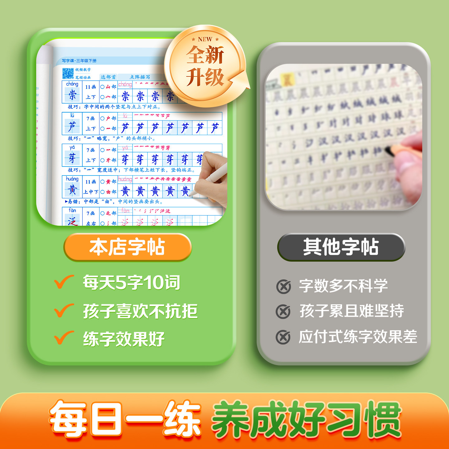 【2026新版】一年级二年级小学点阵同步练字帖三四五六年级上下册人教版语文同步生字小学生每日一练笔画笔顺专用硬笔书法描红本