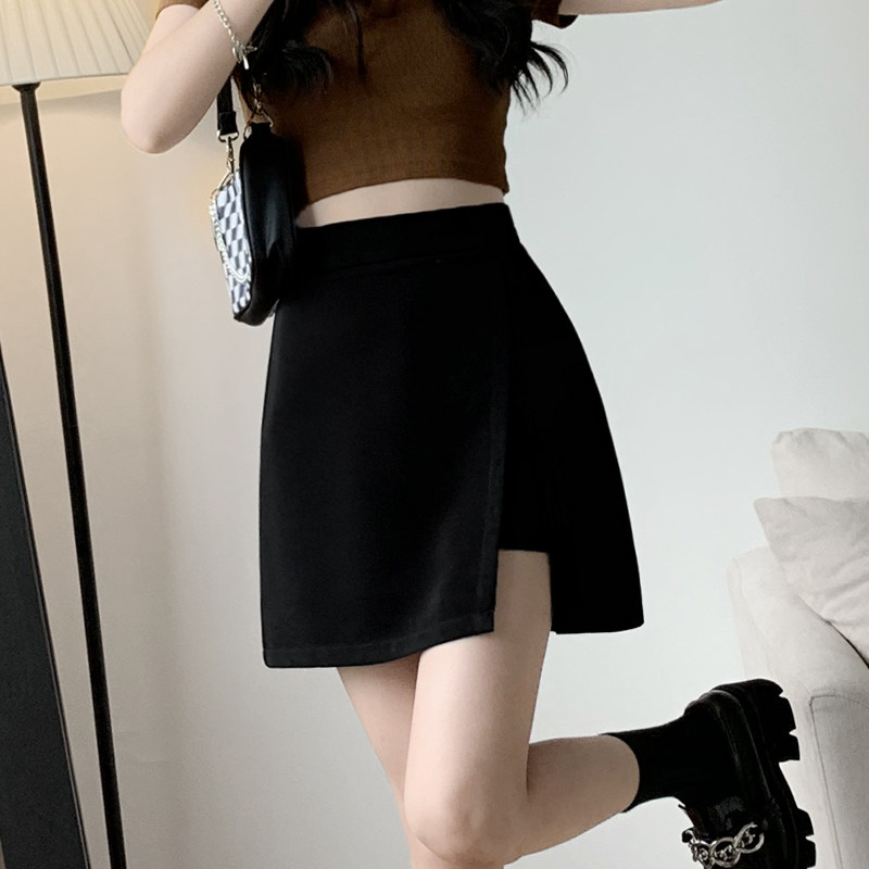 开叉黑色包臀夏季高腰子半身裙裤裙 唐造半身裙