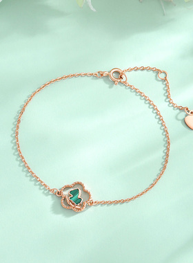 vana孔雀石竹马手链女纯银新款