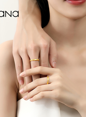 vana足金情侣对戒黄金戒指情侣