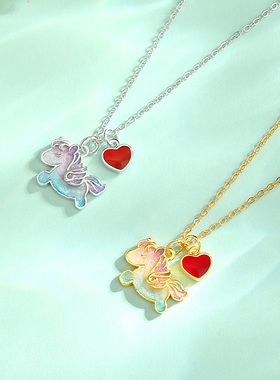 vana爱心小马项链纯银女款