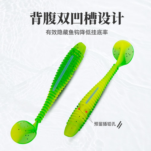 国王路亚螺纹T尾软饵铅头钩根钓倒钓螺旋软虫打黑假饵钓鲈翘鳜鱼 - 图3
