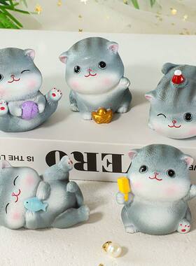 可爱猫咪桌面摆件礼盒装生日礼物送女朋友装饰品可爱卡通桌面装饰