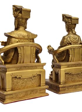 全铜玉皇大帝铜像王母铜像家用装饰摆件玉帝王母像工艺品中式