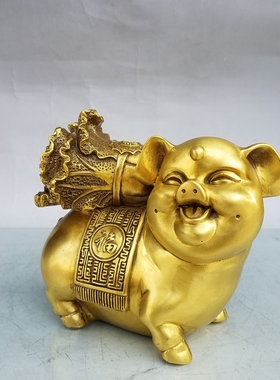 黄铜生肖猪摆件猪工艺品送礼中式
