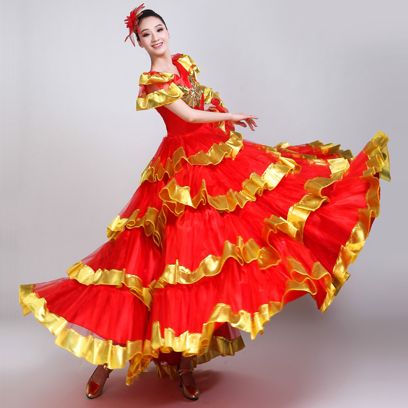 2020新款西班牙大摆裙成人女演出服 媚丽舞后民族服装/舞台装