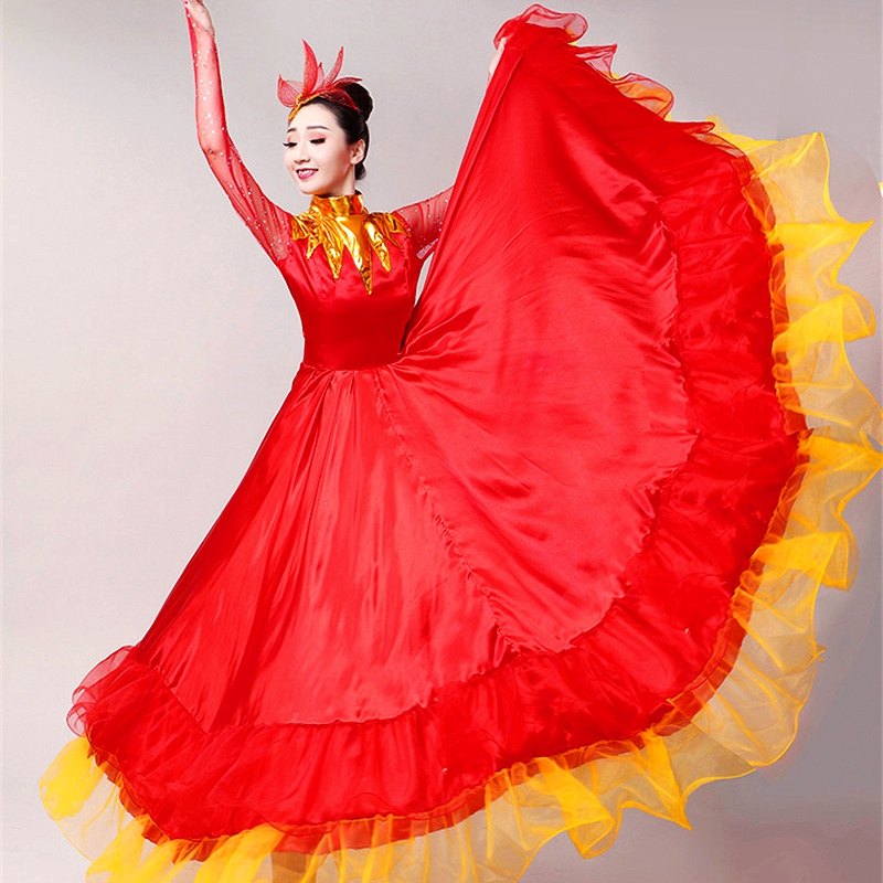 2020新款开场舞成人女长裙大摆裙 媚丽舞后民族服装/舞台装