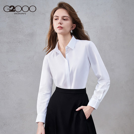 【莫代尔弹力/舒适亲肤】G2000女2025秋冬舒适商务通勤长袖衬衫.