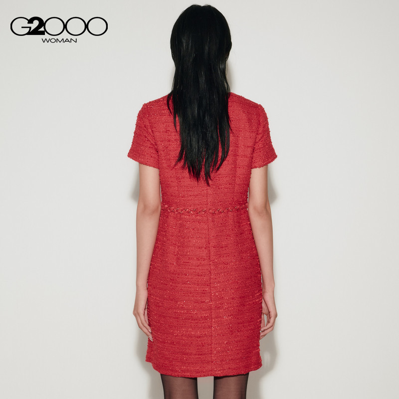 【粗花呢】G2000女装2025秋冬新款厚实手感舒适气质短袖连衣裙,淘宝优惠券,粉丝福利购,淘宝优惠卷