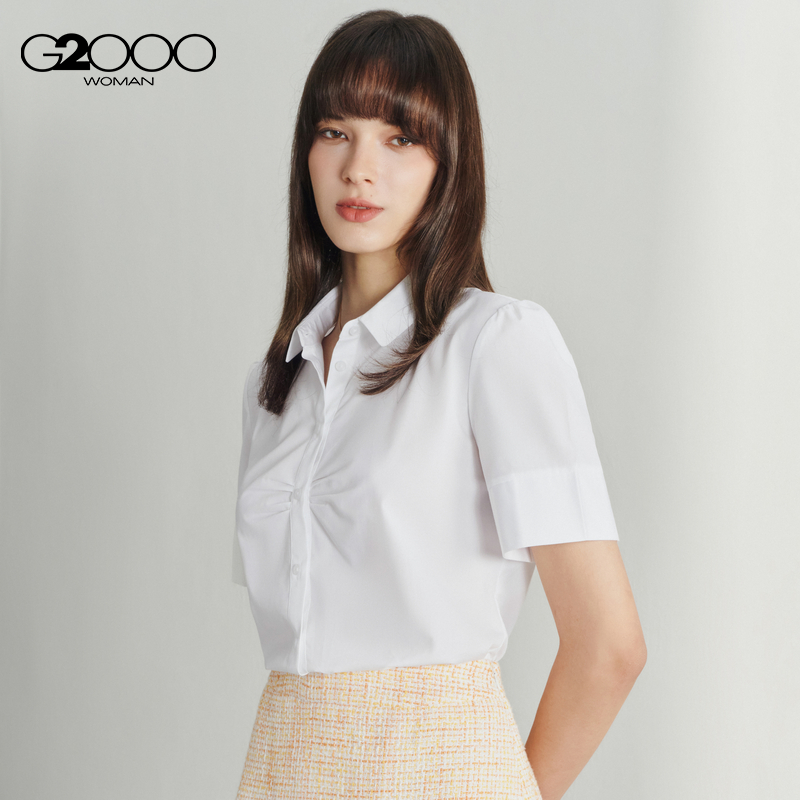 【易打理】G2000女装2025春夏商场同款通勤棉质正装短袖衬衫上衣. - 图0