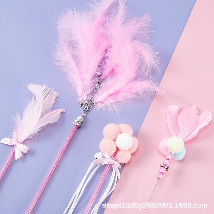 网红猫咪仙女逗猫棒两件套长杆羽毛钢丝玩具耐咬带铃铛自嗨,淘宝优惠券,粉丝福利购,淘宝优惠卷