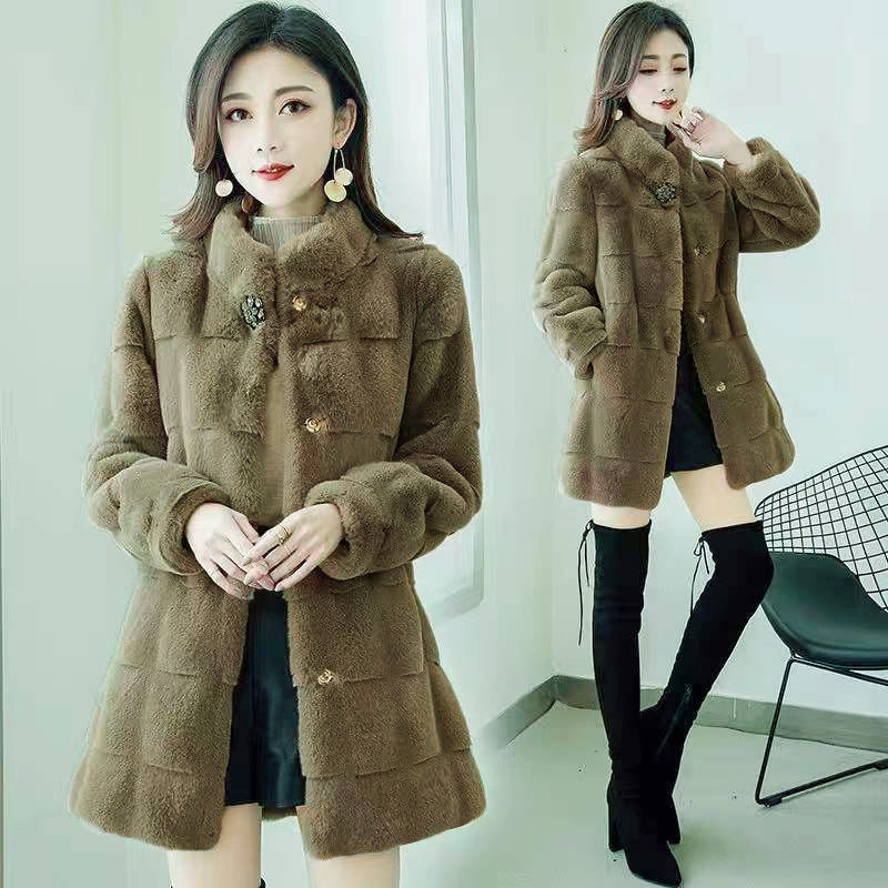 秋冬季女士皮草外套中长款加厚时尚女装仿貂绒貂毛大衣丹麦貂大码,淘宝优惠券,粉丝福利购,淘宝优惠卷