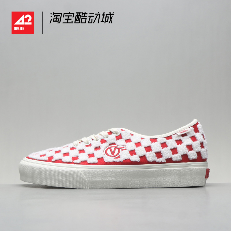 现货42运动Vans Vault Authentic黑白雪尼尔厚底棋盘格男女板鞋 - 图2