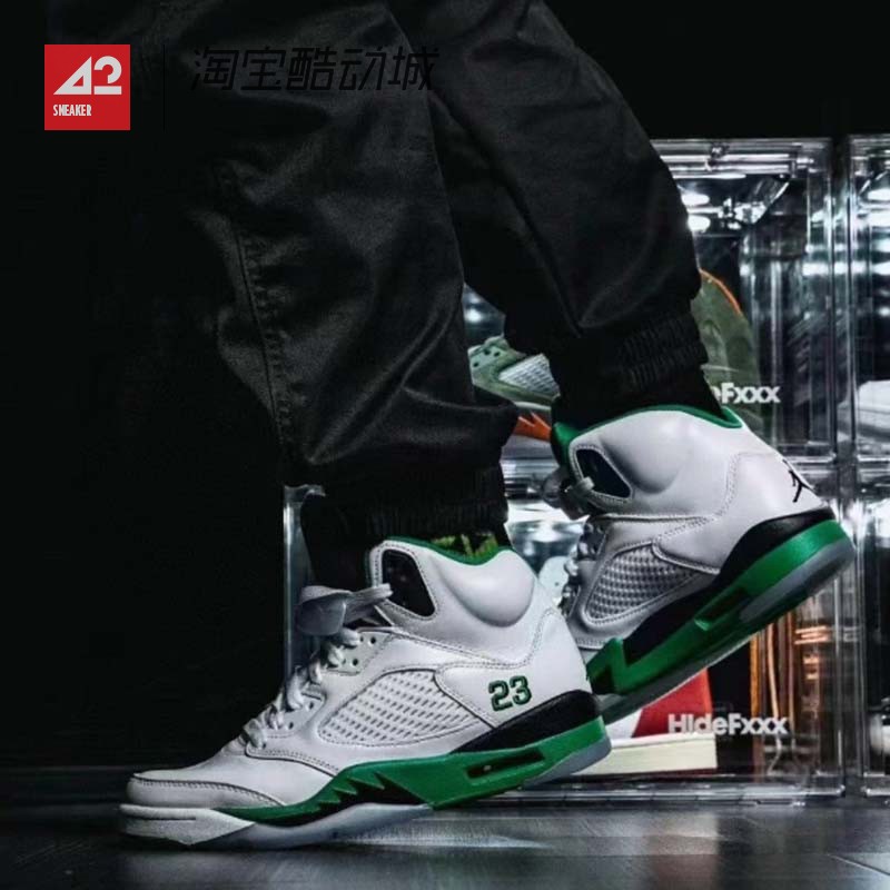 42运动家 Air Jordan 5 AJ5 幸运白绿 高帮复古篮球鞋 DD9336-103 - 图0