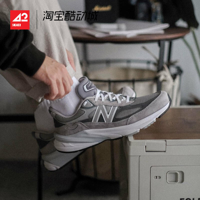 现货42运动家NEW BALANCE 美产NB990v6 灰色男女低帮复古跑鞋M990 - 图2